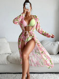 Women's printed bikini swimsuit in quick-dry polyester fabric.
