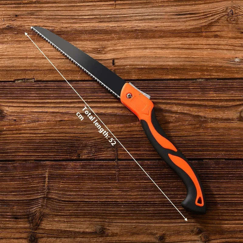 53cm SK5 steel folding saw with ABS handle, serrated blade, folded position