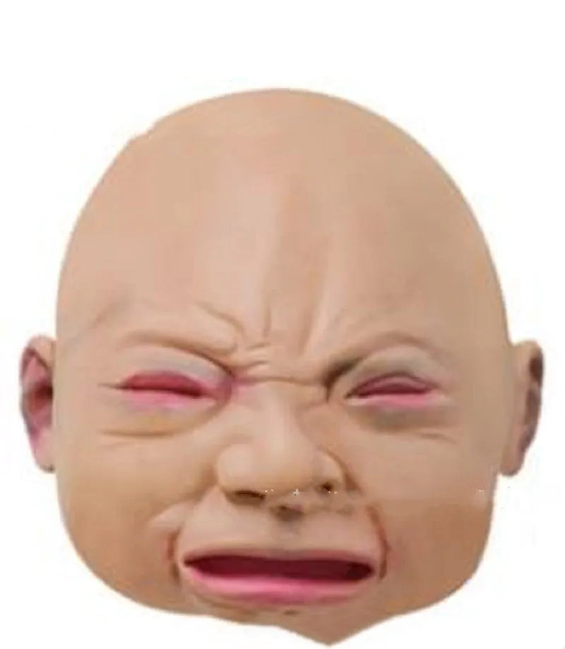 Funny angry baby face latex mask in 26cm size for Halloween costume headgear