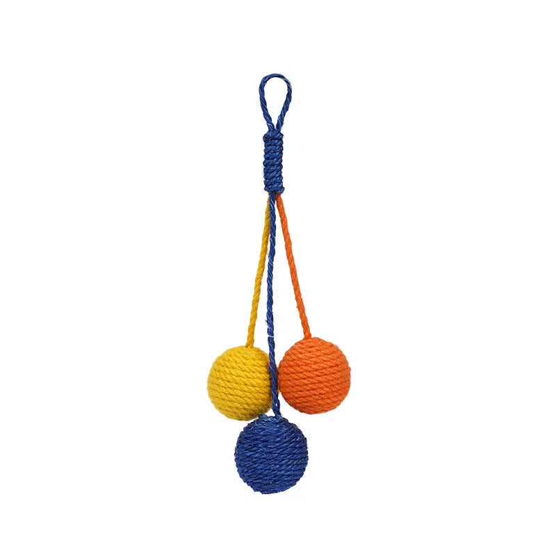 Cat toy set showing teaser wand with catnip ball attachment in multiple colour options