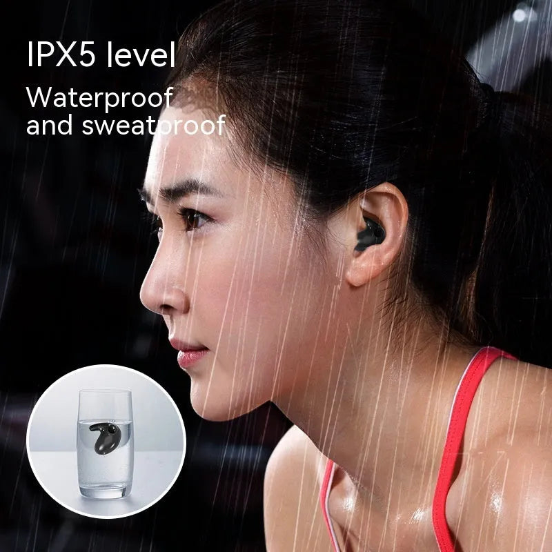 Black, white or skin in-ear Bluetooth 5.3 headset, mini lightweight plastic earphone with 10m range.