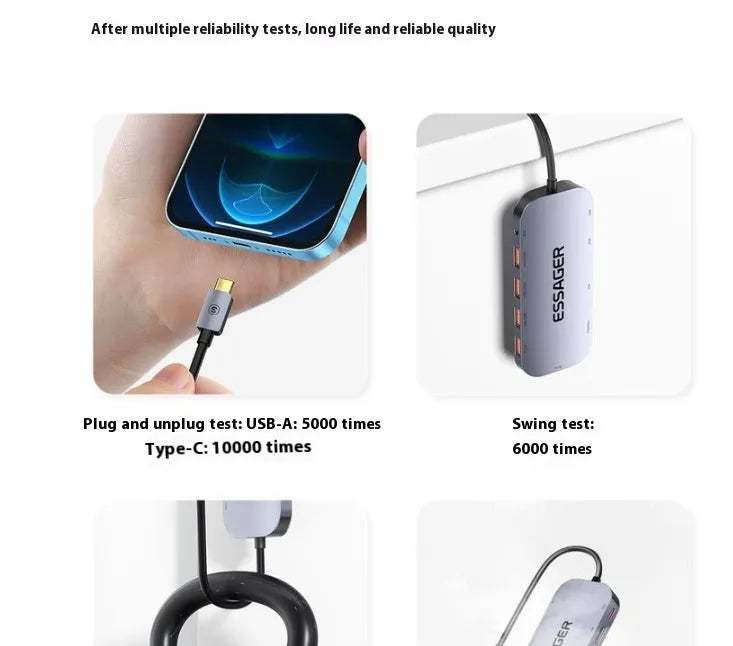 11-in-1 USB-C expansion hub with multiple ports and a 20cm attached cable.