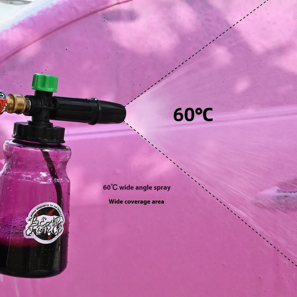 Small green bubble watering can for car wash with ABS gun head and handle, 13x10x17cm
