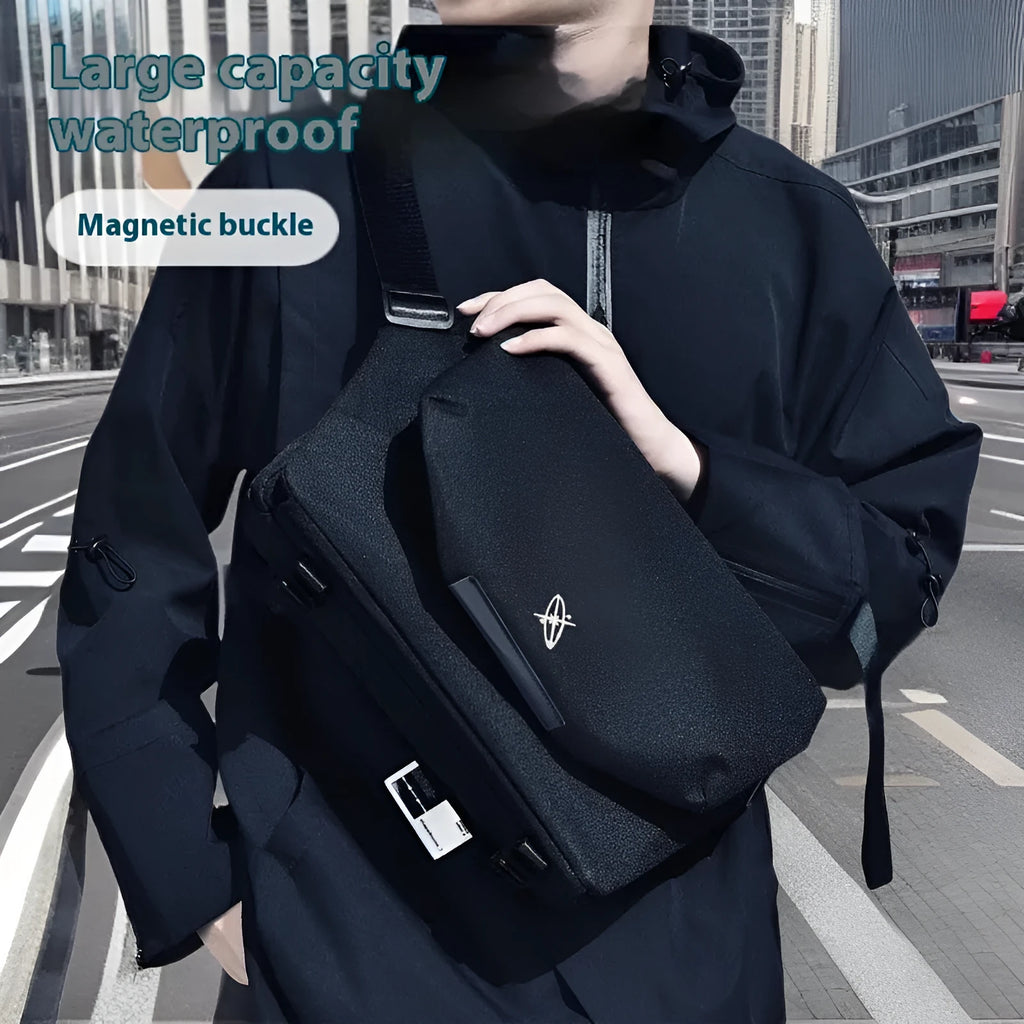 Light And Shadow Planetary Camera Crossbody Bag for Boys in blue and white, showing front view with splicing detail and shoulder strap
