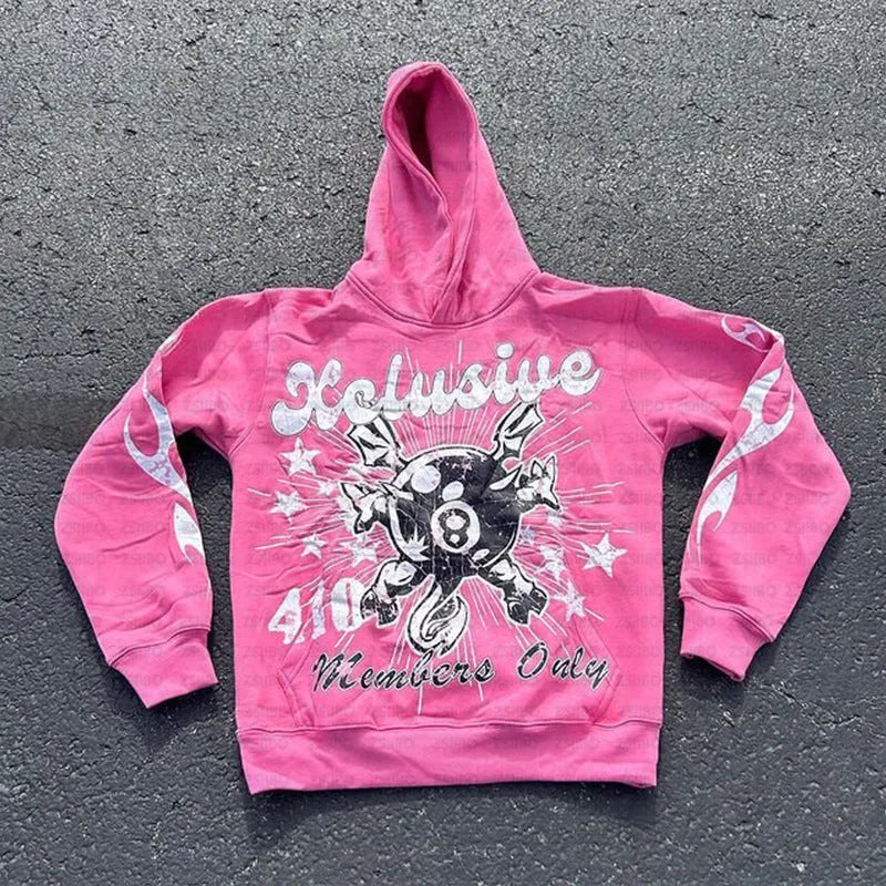Personalised letter printing loose pullover in street style with kangaroo pocket in orange colour