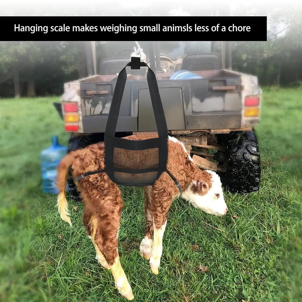 Black calf and large dog weighing sling measuring 35cm by 150cm with four connection points