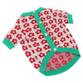 Cartoon print wool dog sweater for small medium dogs in rabbit, pig, strawberry and floral designs.