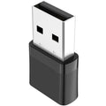 Black USB WiFi Bluetooth dual-band adapter with nickel-plated connector