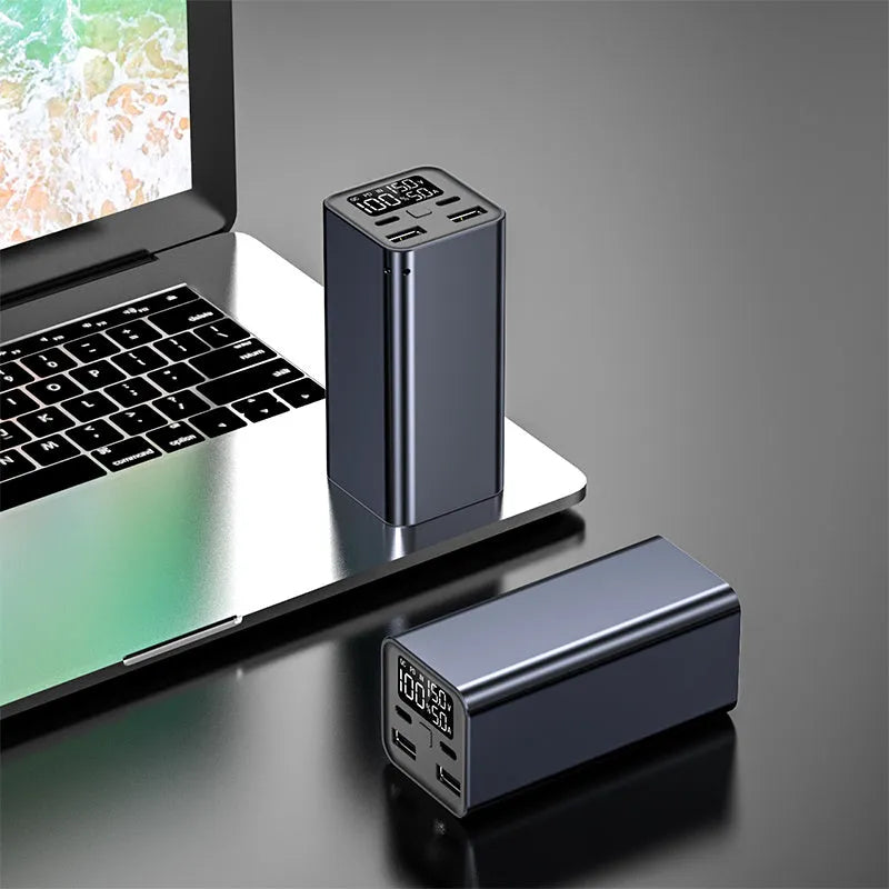 Black high power 65W metal charging bank with 20000mAh capacity for laptops