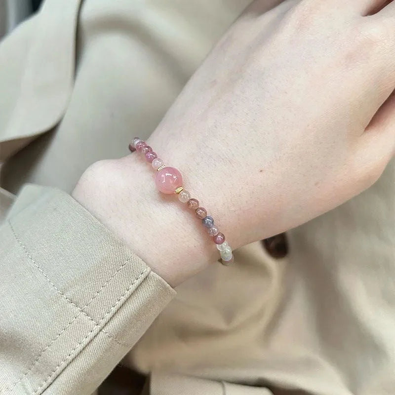 Geometric women's alloy bracelet with electroplated finish in crystal-inspired colours