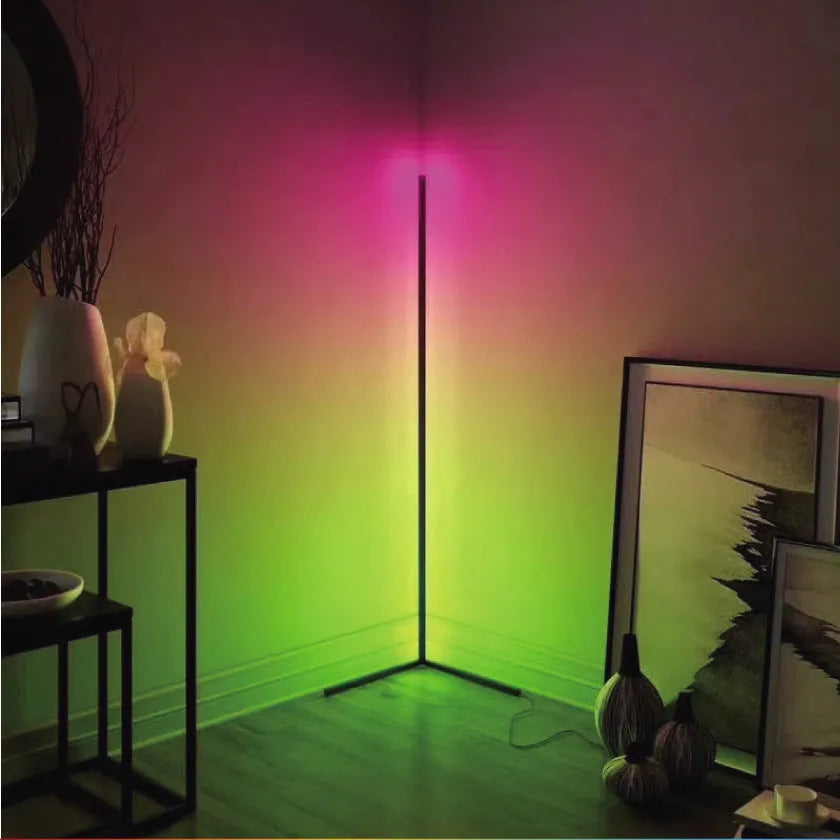 Black Symphony RGB floor lamp with aluminium body and silicone shade