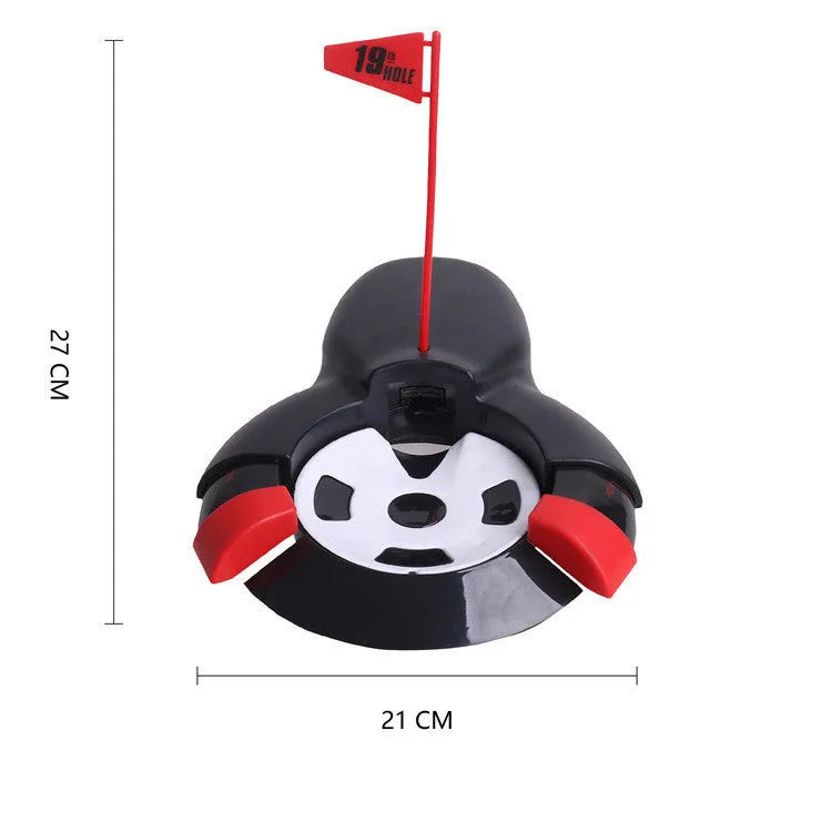 Black electric adjustable golf rebounder, ABS, 27x21cm, automatic ball return device for outdoor practice