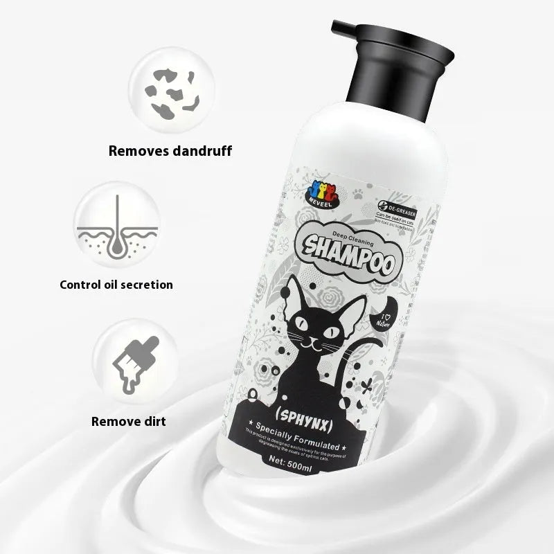 500ml anti-mite sterilisation cat shower gel for black chin and oily tail, suitable for Ragdoll and British Shorthair