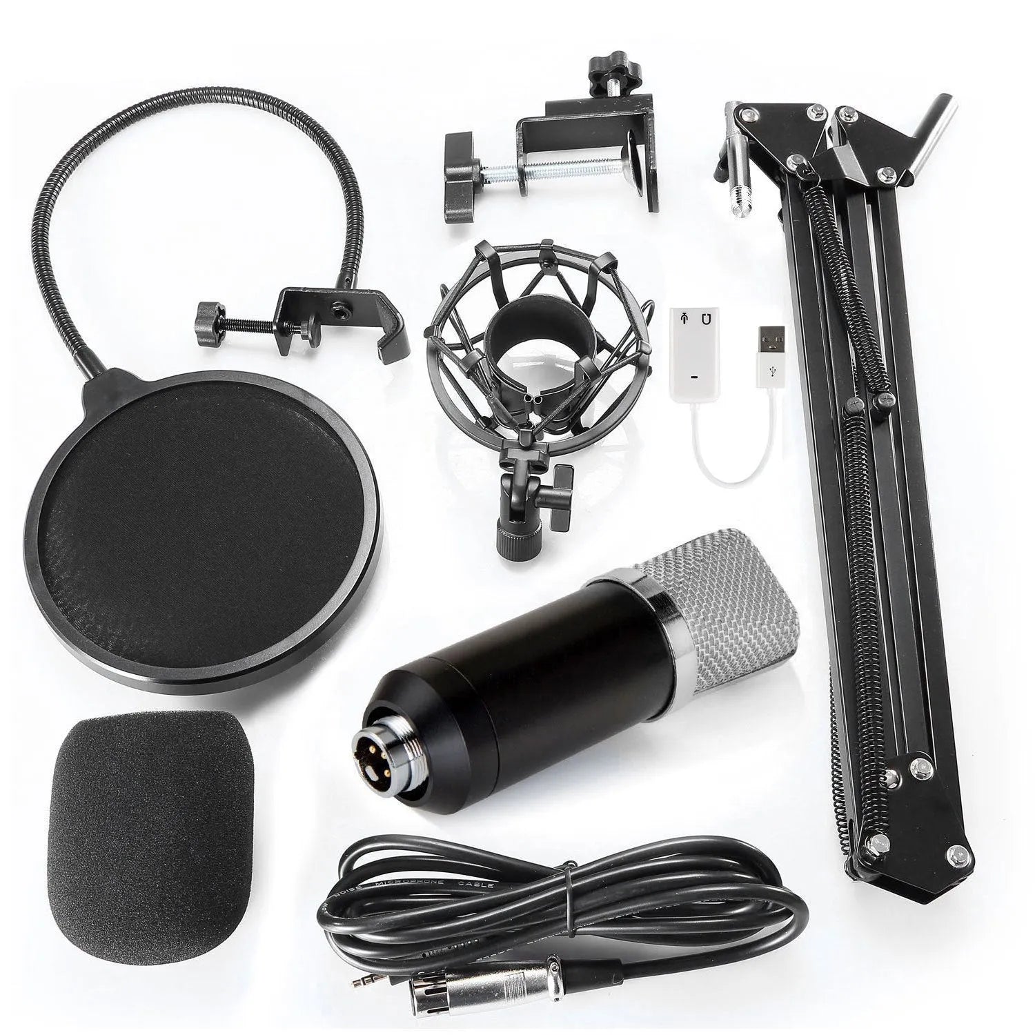 Wireless condenser microphone 165x47mm with metal shock frame for recording and live K song