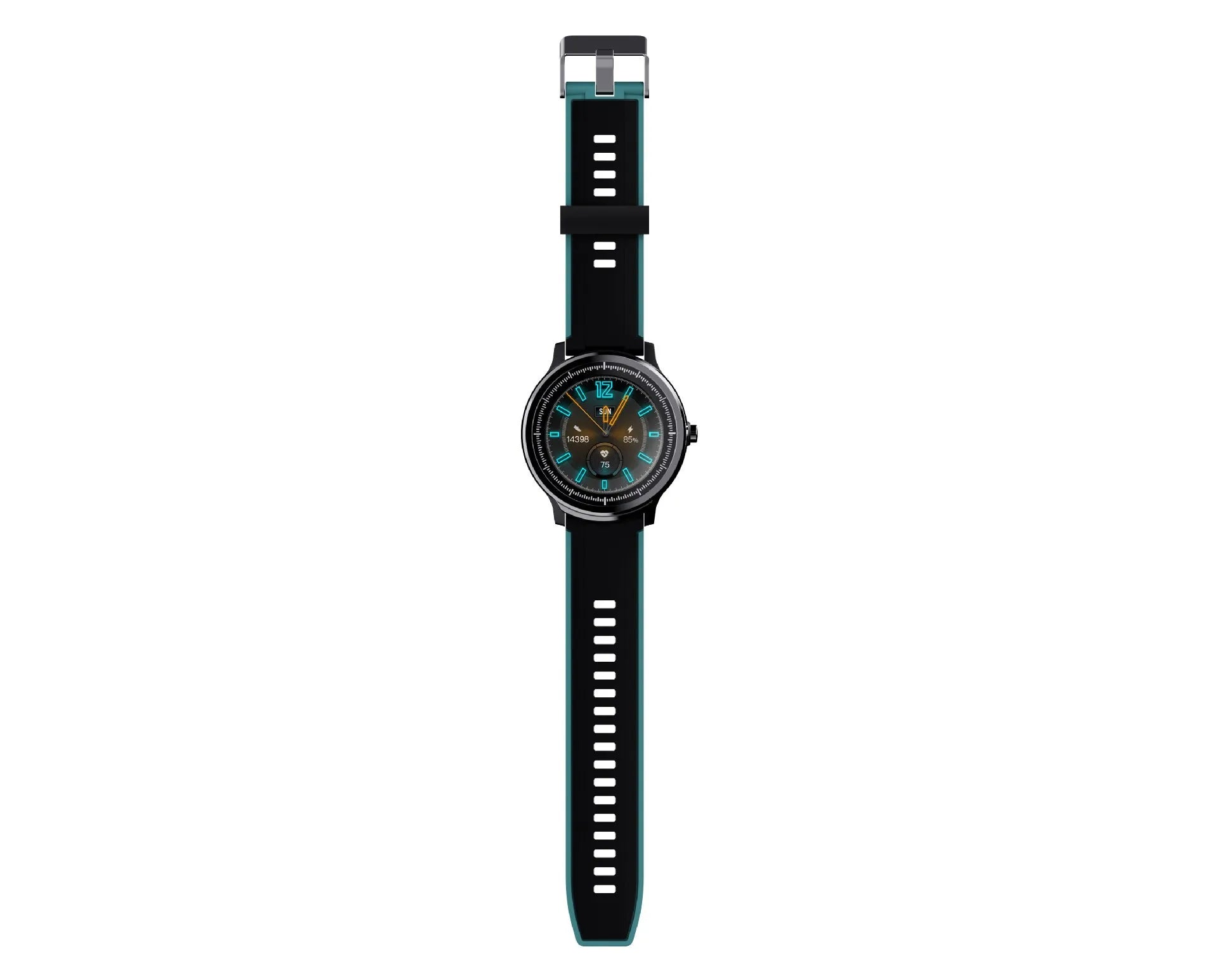 Kospet PROBE square smart watch with 1.3-inch screen and green silicone wrist strap