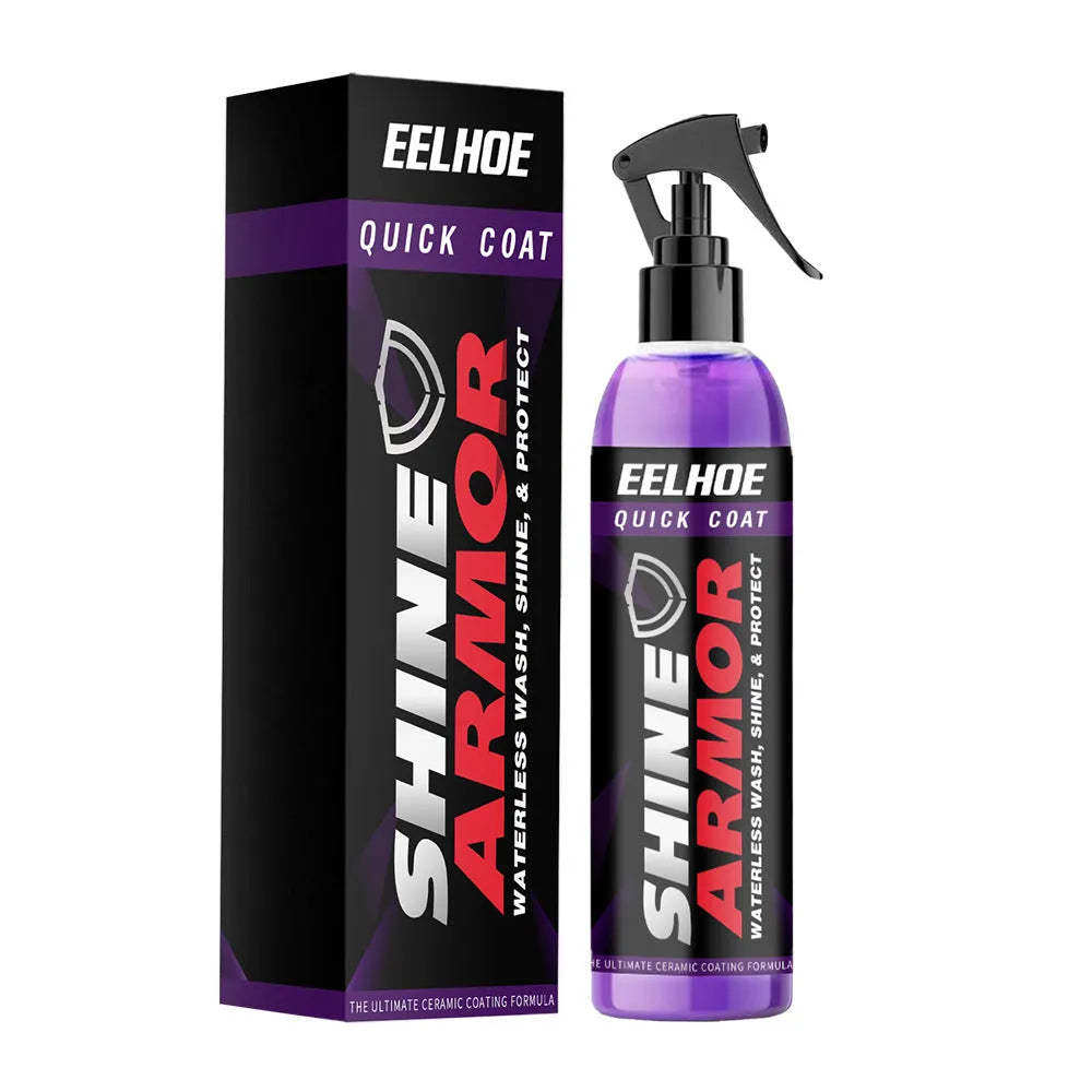 Purple automotive nano coating spray bottle with microplated crystal formula.