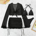 Black long sleeve women's bikini swimsuit set for swimming sports