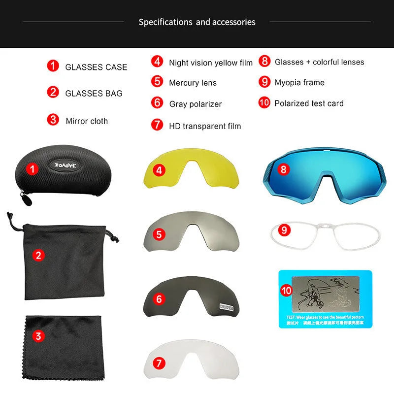 Polarized outdoor sports glasses with TR90 full rim frame for riding and running, 1 pair