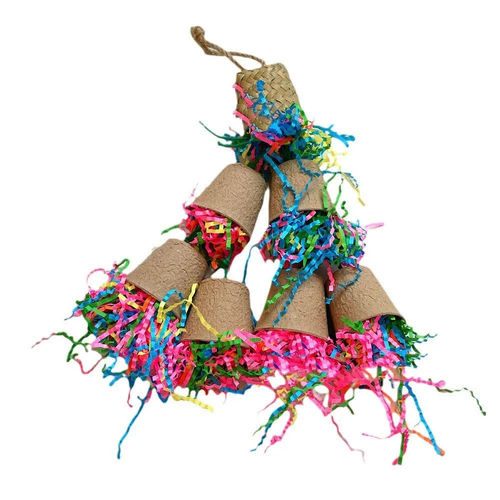 Parrot paper cup palm weaving gnawing toy hanging in bird cage