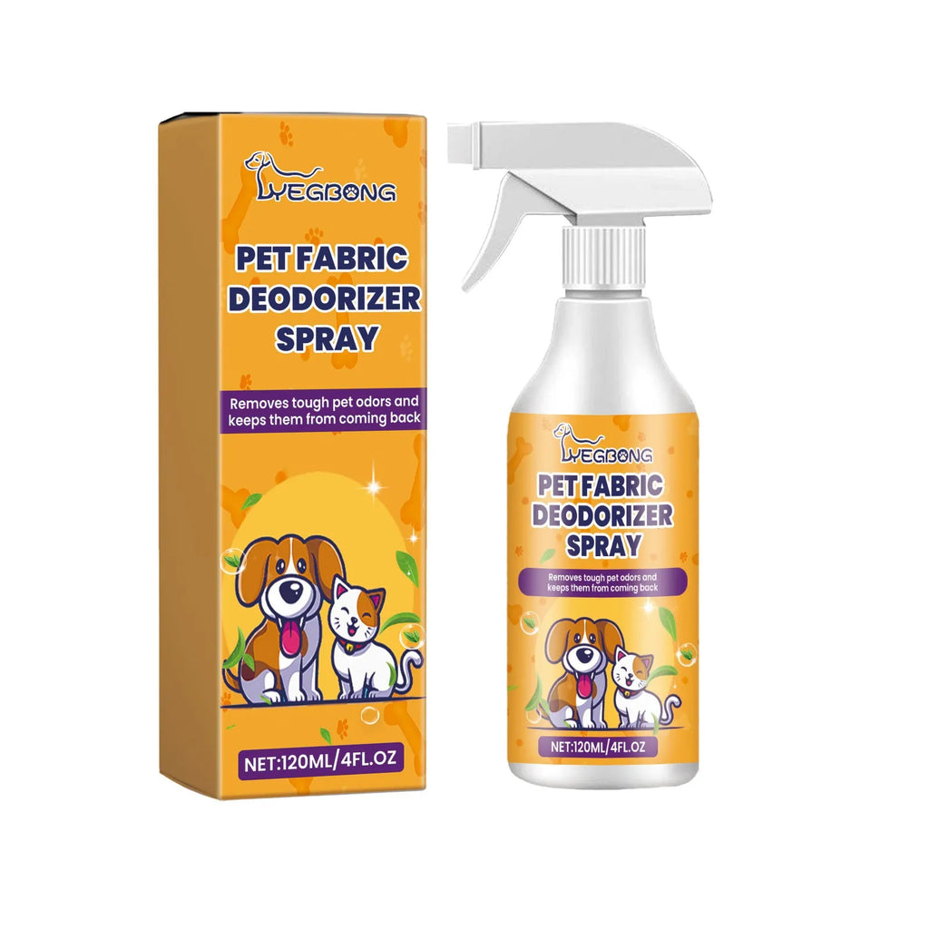 Pet deodorant spray 120ml bottle with coconut oil based formula for cleaning pet odour