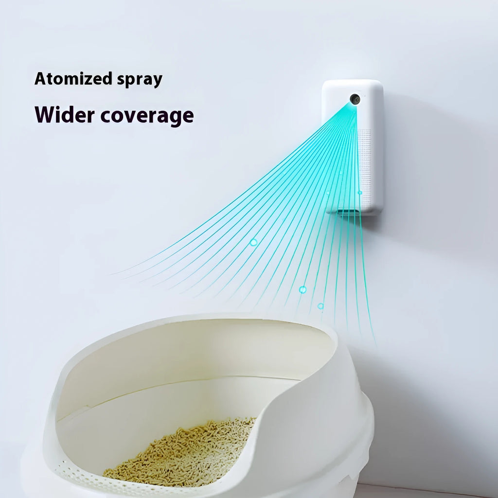 Xiaopei smart spray pet odour removal machine with external mounting bracket and purification liquids.