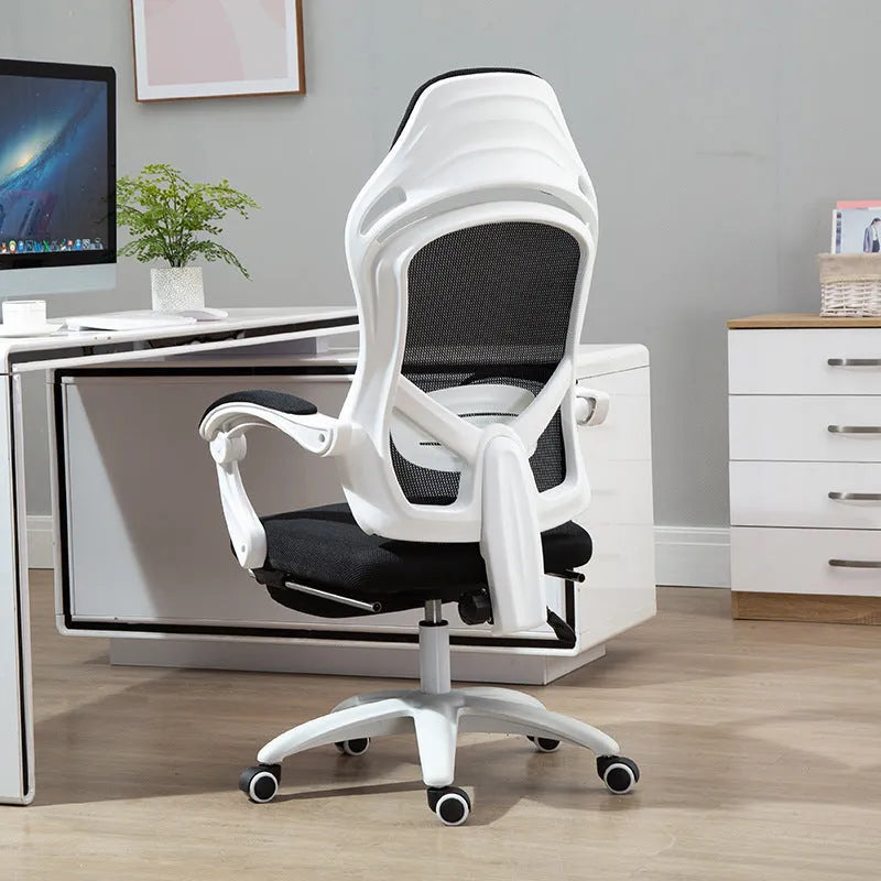 Ergonomic rotating gaming chair with linkage armrests and adjustable lift mechanism