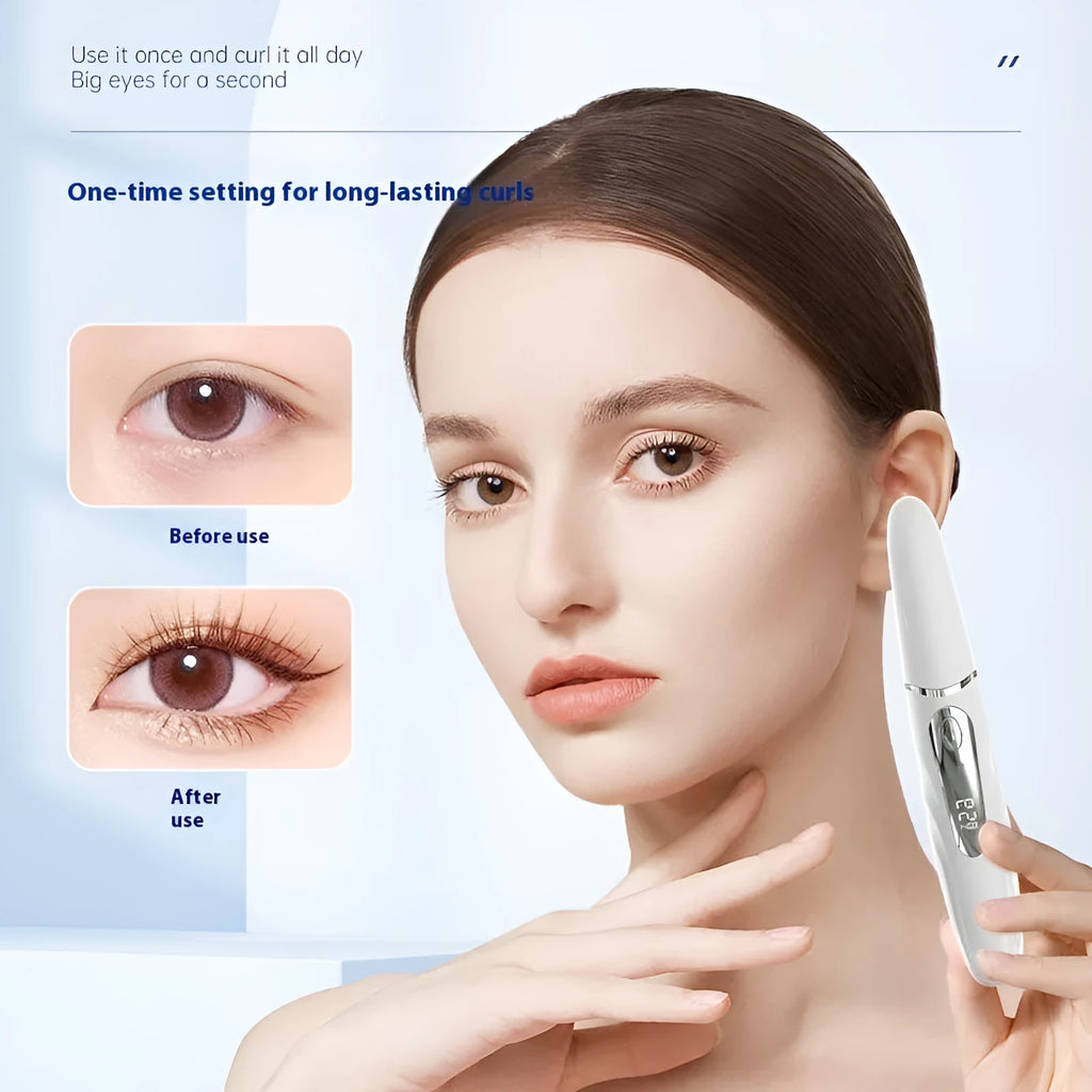 Intelligent digital display electric eyelash curler with four gears, tooth comb style, in black