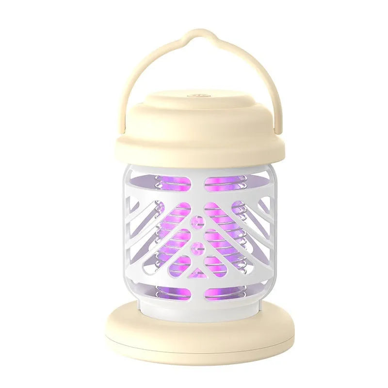 Outdoor rechargeable electric shock mosquito killing lamp in beige, blue and white options with ABS plastic body