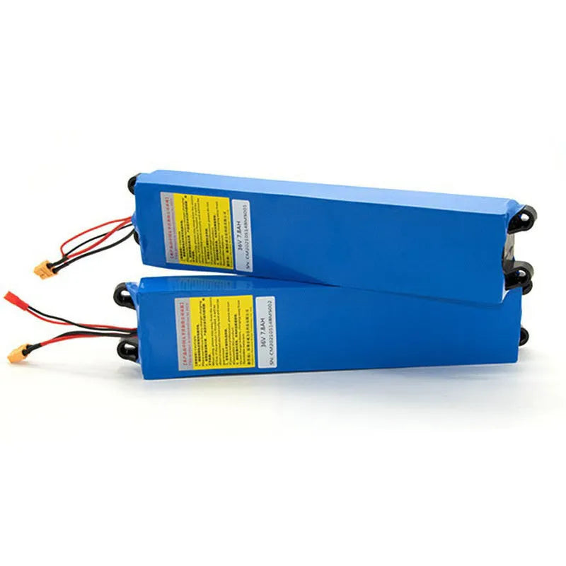 36V lithium-ion battery pack for electric scooter replacement with three capacity options shown.