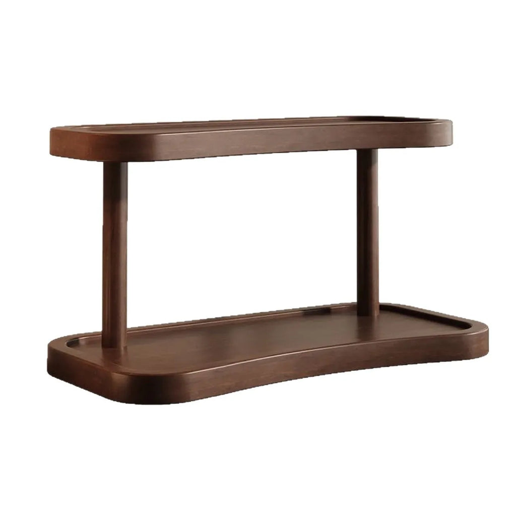 Two-layer bamboo cup storage rack with thickening finish on a tabletop, available in large or small size, portable and creative style.