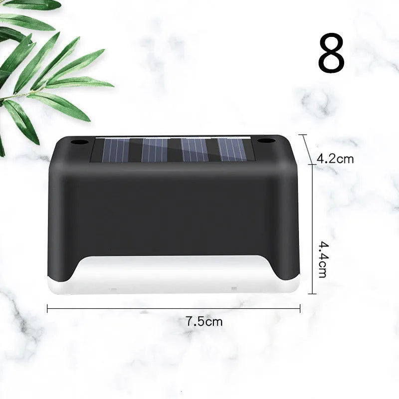 Solar fence lamp 75 x 44 x 42 mm waterproof LED outdoor step light in black or brown