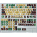 Capabala PBT Girl MOA height 130-key mechanical keyboard keycap set laid out, showing colourful design.