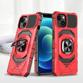 Magnetic ring car phone case with 2-in-1 TPU PC shockproof design for iPhone in graphite black
