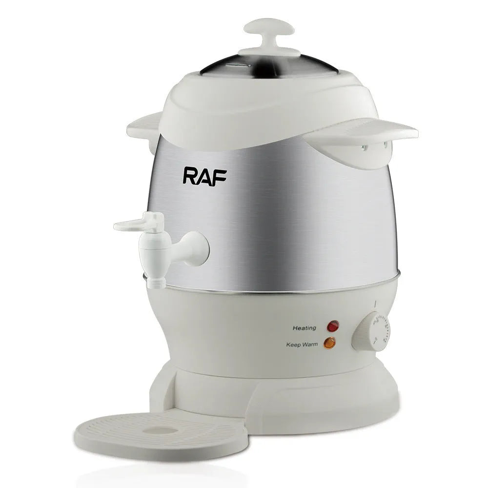 Double-layer large capacity 6L thermal stainless steel kettle in white with button operation