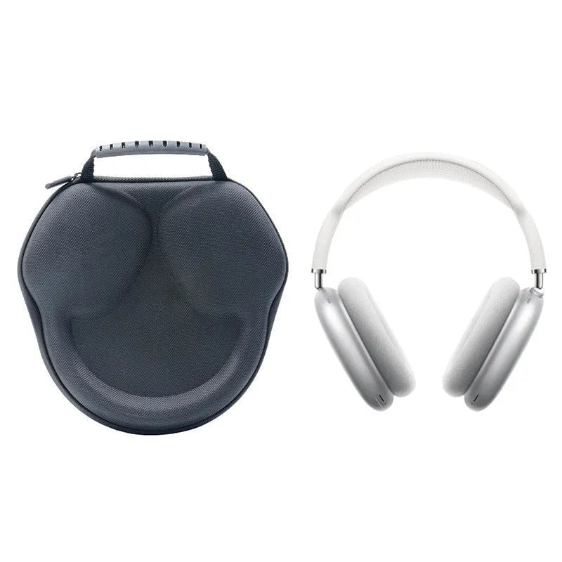 Black EVA Oxford cloth headphone storage bag with hard shell, 22x21x5.5cm, on flat surface