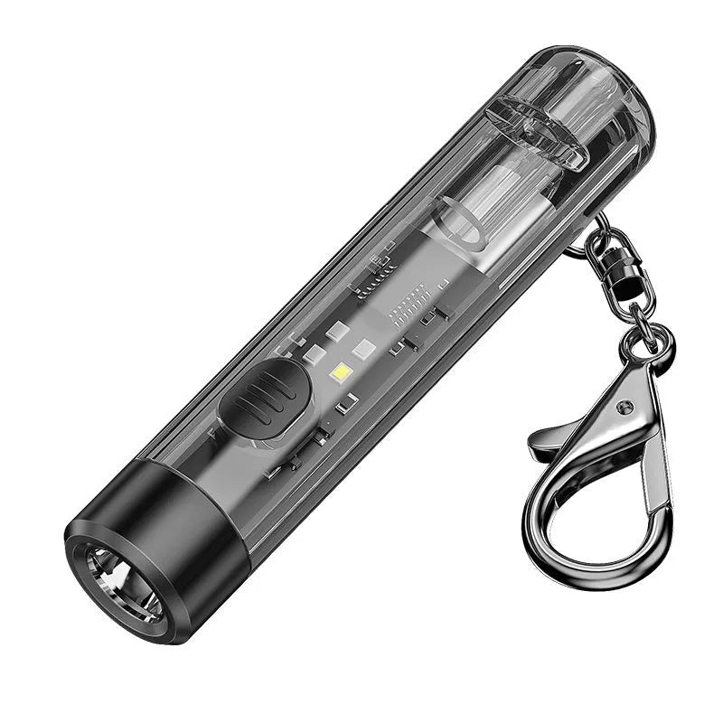Black portable outdoor flashlight with USB charging cable
