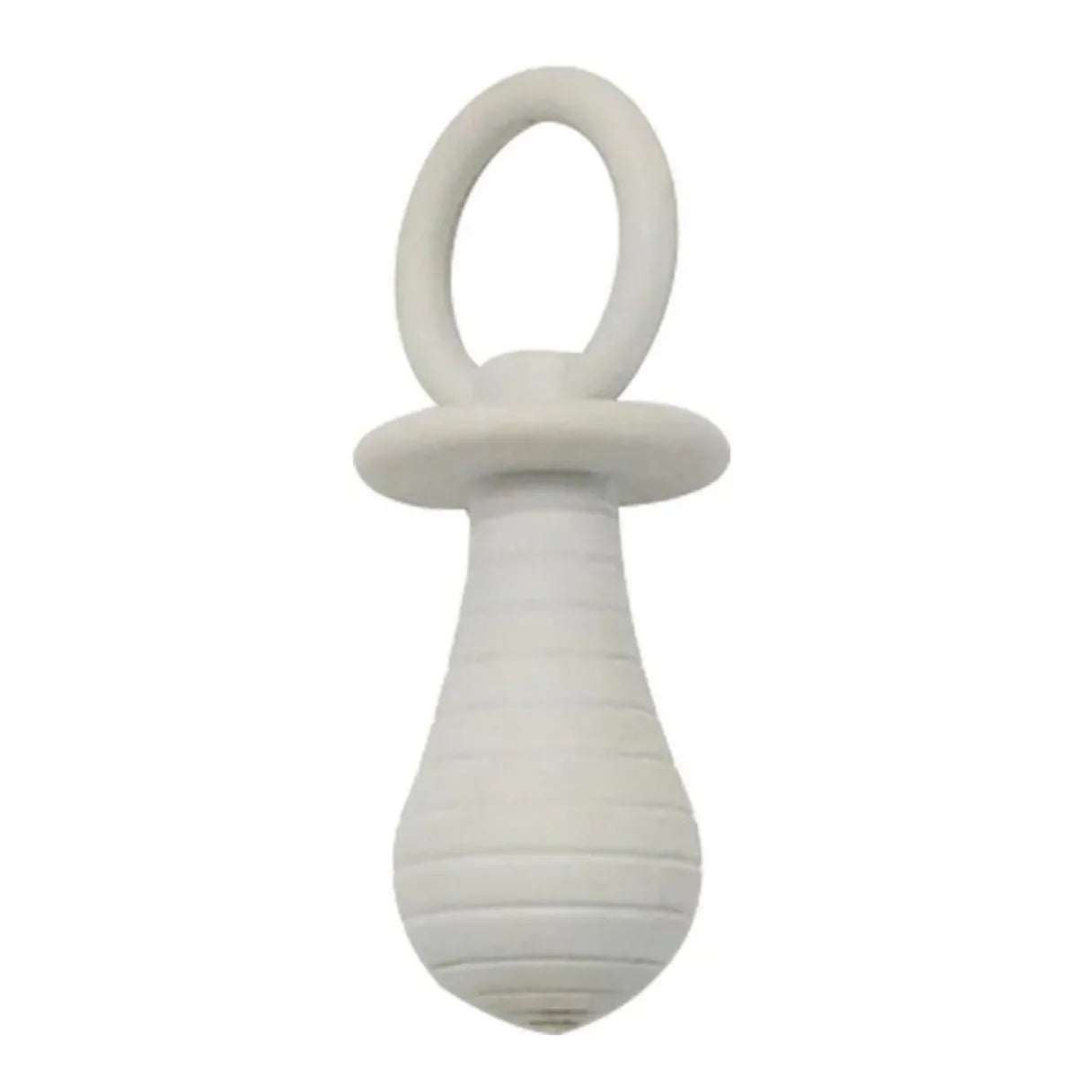 Four coloured TPR rubber pacifier-style pet chew toys with squeakers for puppies and kittens.