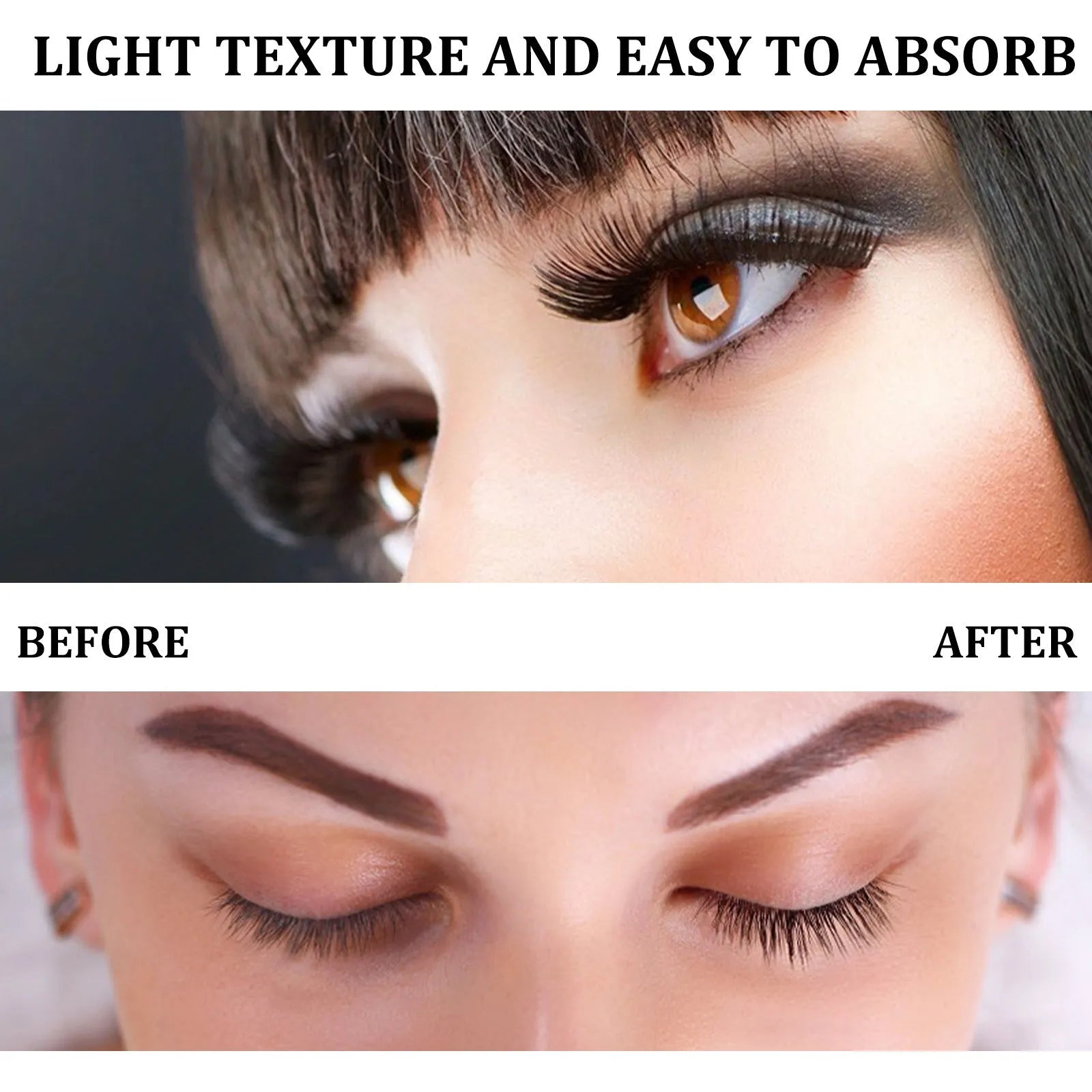 3ml bottle of black eyelash growth serum with applicator brush for natural curly lashes