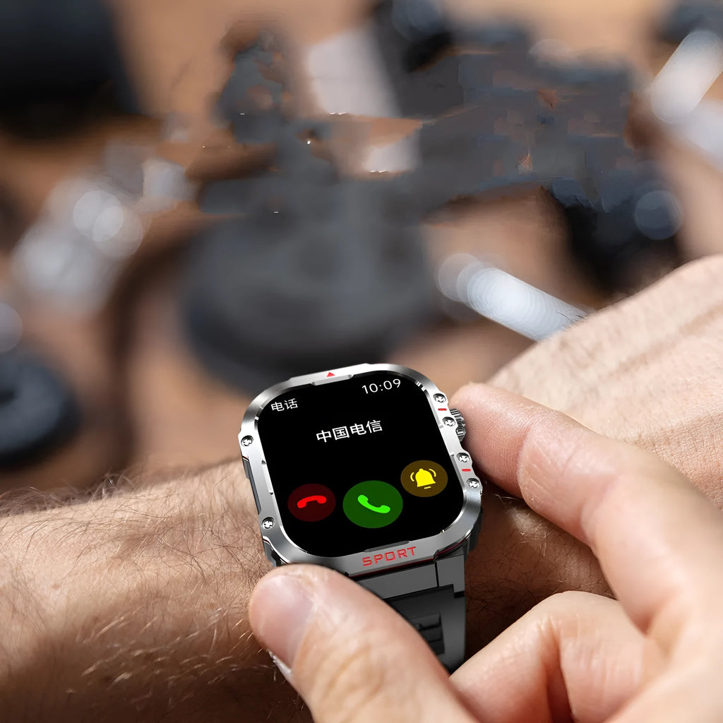 Black Deep Waterproof G45 smart watch with TFT screen on wrist showing health data display
