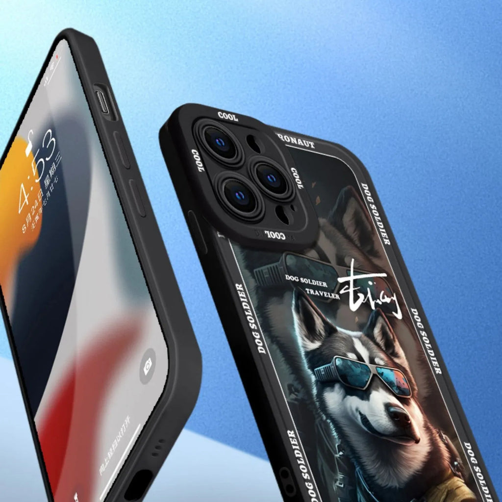 Liquid silicone phone case with anti-drop protection and Doberman dog design for iPhone