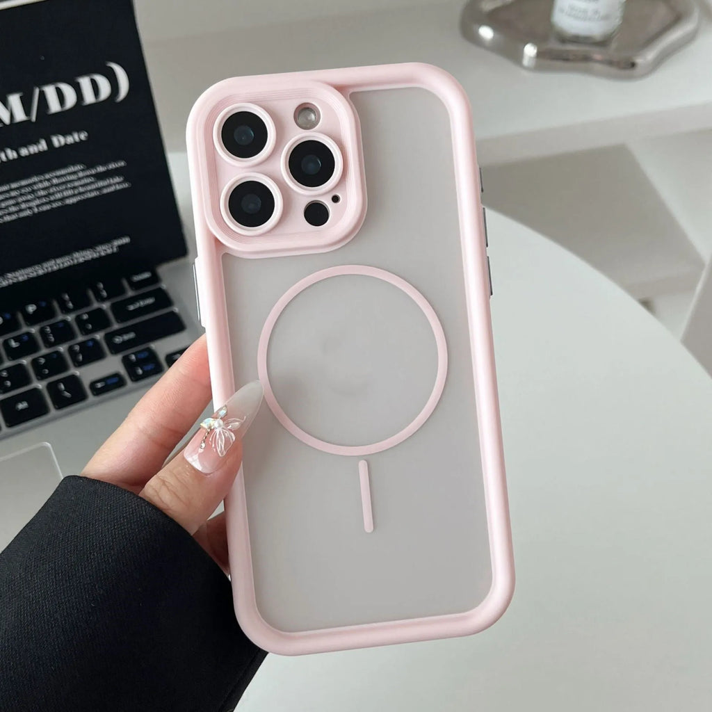 Magnetic skin-feel iPhone case for 11 to 16 Pro Max, TPU PC protective sleeve in black, blue, or gray
