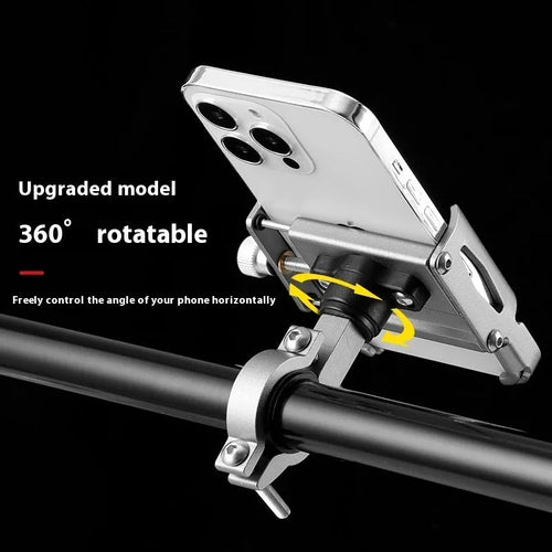 Aluminum alloy mobile phone holder mounted on bicycle handlebar in black colour option