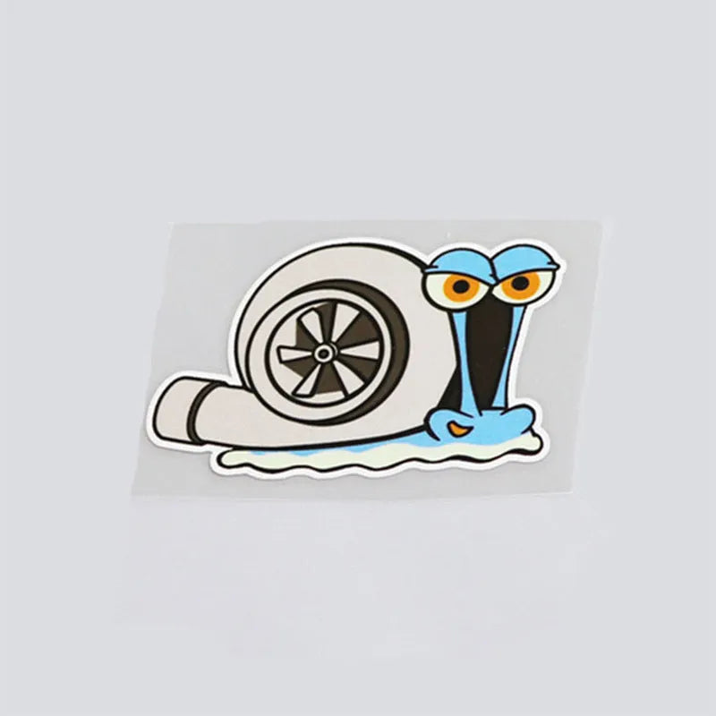 White cartoon snail reflective sticker for car bumper decoration measuring 12cm by 8cm