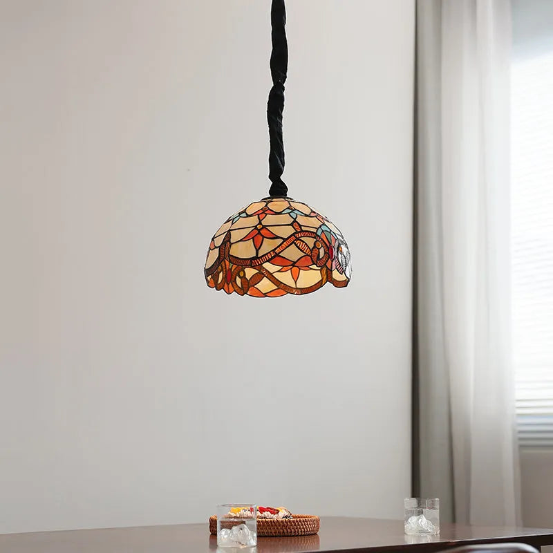 Handwoven glass Mediterranean pendant lamp with ABS and hardware chassis for bedroom or dining room