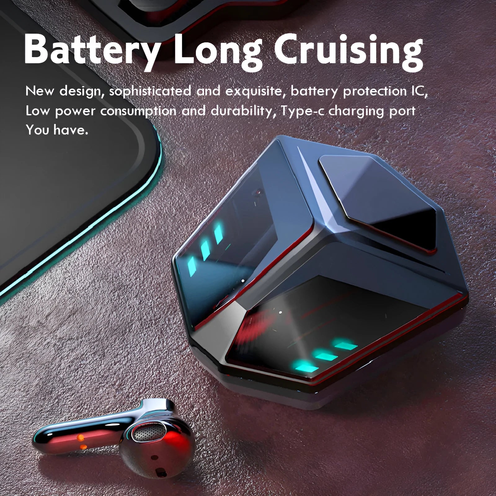 M59 style minimalist wireless Bluetooth gaming headset made from black ABS plastic.