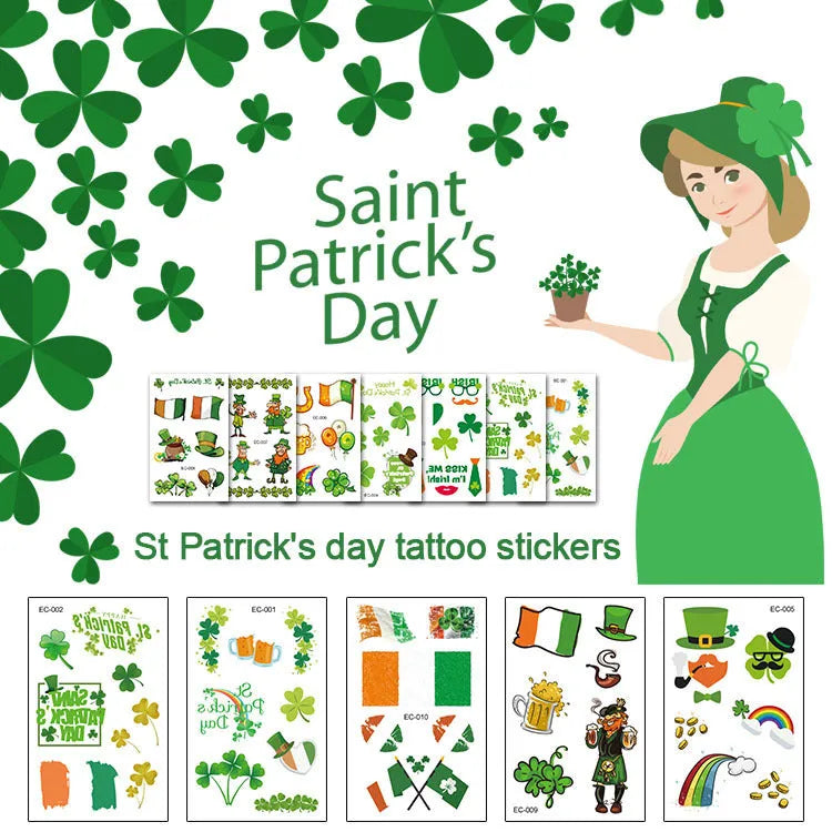 St. Patrick’s Day clover tattoo sticker 120 × 75 mm paper water transfer