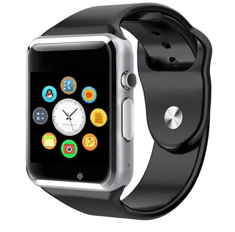 A1 Smart Watch with 1.54-inch screen on wrist, showing Android interface, available in multiple colours.