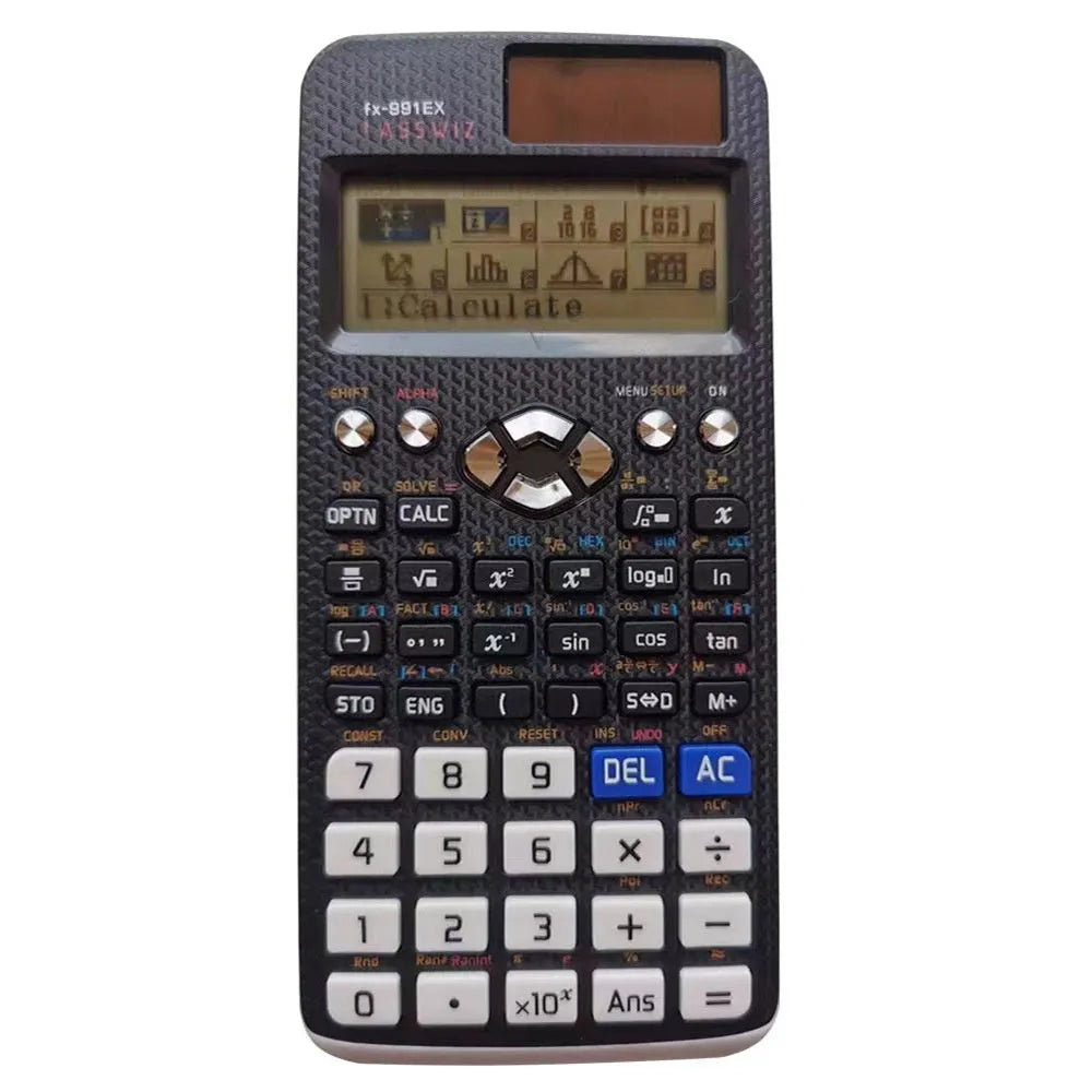 Casio 991EX solar-powered scientific calculator in black, blue or pink colours