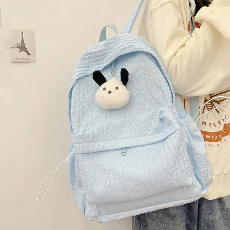 Large capacity nylon school backpack for grades 5-6, solid colour, waterproof and anti-theft