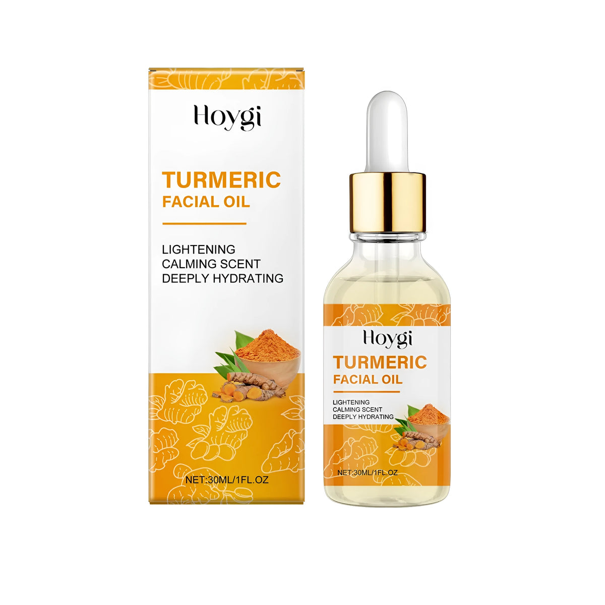 30ml brightening and firming skincare oil bottle with vitamin C and turmeric extract, 2.9*10.3CM